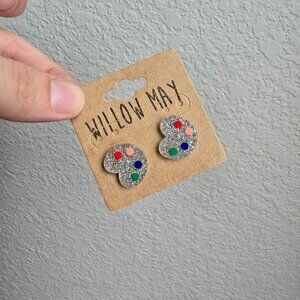 Willow May Painter Palette Silver Earring Studs